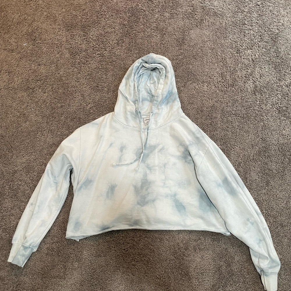 Blue tie-dye, cropped sweatshirt